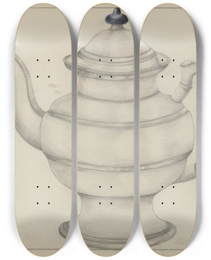 Triptych art skateboard deck of Frank Nelson Pewter Teapot_2 by Frank Nelson