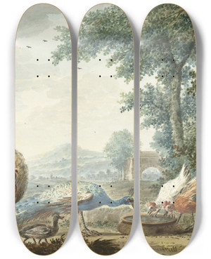 Triptych art skateboard deck of Dirk Kuipers Hoenderhof by Dirk Kuipers (1733-1796)