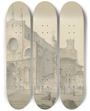 Triptych art skateboard deck of Karoly Lajos Libay Veneti S Giovanni Paolo by Karoly Lajos Libay (1814-1888)