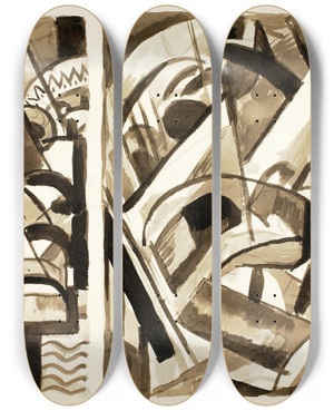 Triptych art skateboard deck of Carl Newman Abstract Iii_1 by Carl Newman (1858-1932)