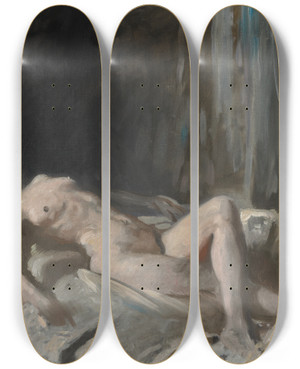 Triptych art skateboard deck of William Orpen Study Of A Femalenude by William Orpen (1878-1931)
