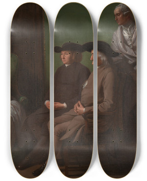 Triptych art skateboard deck of Benjamin West The Artist And His Family by Benjamin West (1738-1820)
