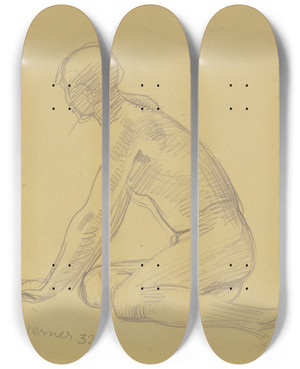 Triptych art skateboard deck of Richard Martin Werner Weiblicher Akt Am Boden Sitzend_2 by Richard Martin Werner (1903-1949) Triptych art skateboard deck of Richard Martin Werner Weiblicher Akt Am Boden Sitzend_2 by Richard Martin Werner (1903-1949)