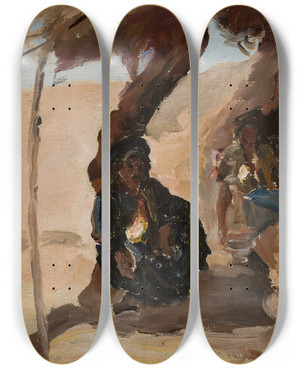 Triptych art skateboard deck of Jan Cigliski Desert_2 by Jan Ciaglinski (1858-1913)