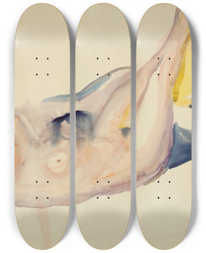 Triptych art skateboard deck of Edvard Munch Liggende Akt Med Hevede Ben by Edvard Munch (1863-1944)
