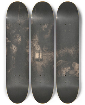 Triptych art skateboard deck of Rembrandt Van Rijn The Adoration Of The Shepherds A Night Piece_1 by Rembrandt Van Rijn (1606-1669) Triptych art skateboard deck of Rembrandt Van Rijn The Adoration Of The Shepherds A Night Piece_1 by Rembrandt Van Rijn (1606-1669)
