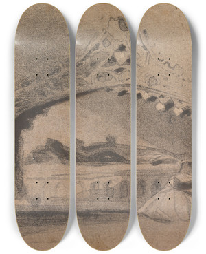 Triptych art skateboard deck of Richard Parkes Bonington Untitled_1 by Richard Parkes Bonington (1802-1828)
