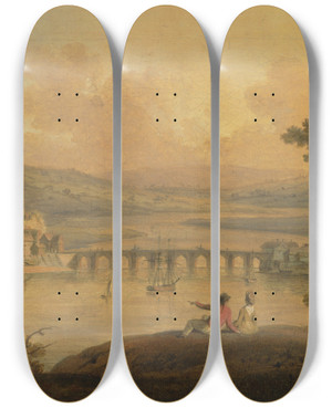 Triptych art skateboard deck of Edward Dayes Rochester by Edward Dayes (1763-1804)
