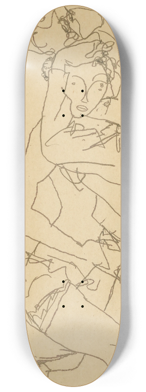 Egon Schiele - Paar Im Umarmung (Couple embracing) 8.25 inch art skate deck