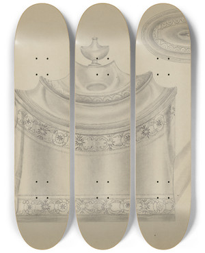 Triptych art skateboard deck of Gordon Sanborn Silver Teapot_2 by Gordon Sanborn