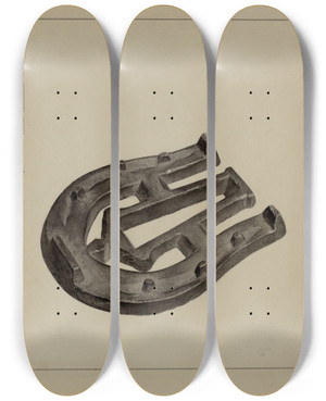 Triptych art skateboard deck of Helen Hobart Flat Iron Holder_1 by Helen Hobart