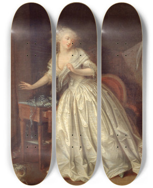 Triptych art skateboard deck of Louis Lopold Boilly Le Dpart Prcipit by Louis Leopold Boilly (1761-1845)