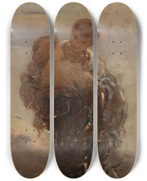 Triptych art skateboard deck of Franciszek Murko In Rapture by Franciszek Zmurko (1859-1910)