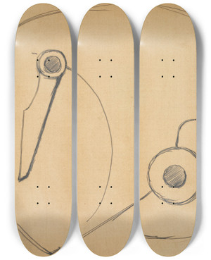 Triptych art skateboard deck of Francis Picabia Fatima by Francis Picabia (1879-1953)