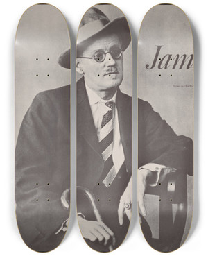 Triptych art skateboard deck of Berenice Abbott James Joyce Great Authors From The Time Reading Program by Berenice Abbott (1898-1991)