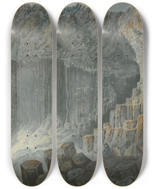 Triptych art skateboard deck of George Cuitt Fingals Cave Staffa by George Cuitt