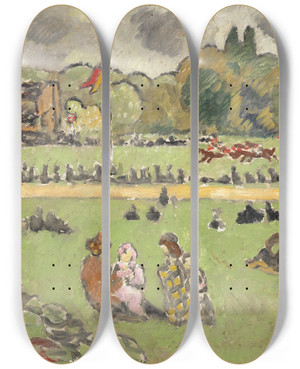 Triptych art skateboard deck of Louis Valtat Les Courses by Louis Valtat (1869-1952)