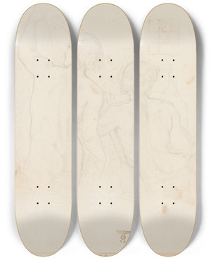 Triptych art skateboard deck of Moritz Von Schwind Personifikation Der Flsse Neckar Und Main Im Rheinbild Als Halbakte by Moritz Von Schwind (1804-1871)