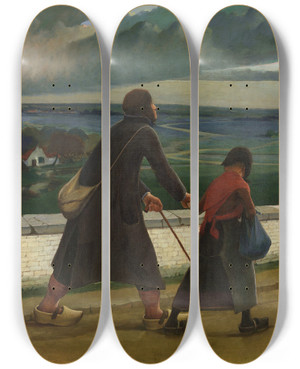 Triptych art skateboard deck of Eugne Laermans Blind by Eugene Laermans (1864-1940)