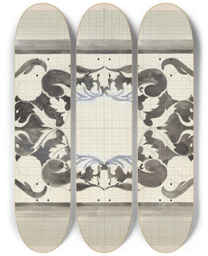 Triptych art skateboard deck of Carel Adolph Lion Cachet Ontwerp Voor De Ex Libris Van Carel Lion Cachet by Carel Adolph Lion Cachet (1864-1945)