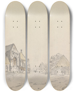 Triptych art skateboard deck of James Moore Abbotsbury Abbey Dorset England_2 by James Moore (1762-1799)