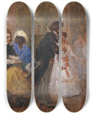 Triptych art skateboard deck of Alois Schnn Galante Damen by Alois Schonn (1826-1897)