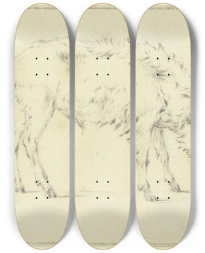 Triptych art skateboard deck of Paulus Potter A Pig To The Right by Paulus Potter (1625-1654)