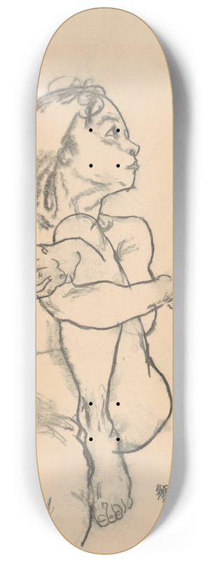Egon Schiele - Seated Nude Girl Clasping Her Left Knee 8.25 inch art skate deck