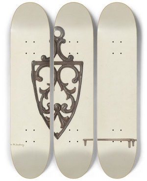 Triptych art skateboard deck of William Ludwig Trivet_1 by William Ludwig