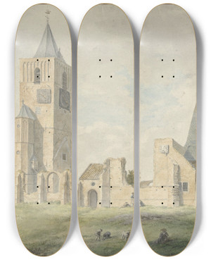 Triptych art skateboard deck of Franciscus Andreas Milatz Rune Van De Kerk Te Warmond by Franciscus Andreas Milatz (1764-1808)