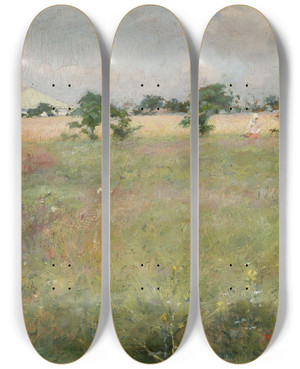 Triptych art skateboard deck of Kiriak Kostandi Landscape by Kiriak Kostandi (1852-1921)