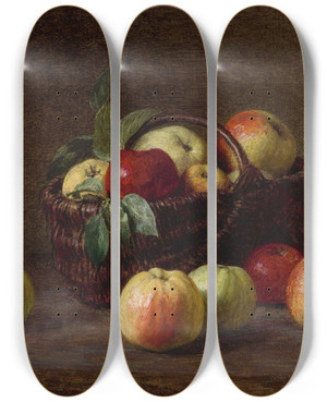 Triptych art skateboard deck of Henri Fantinlatour Pommes by Henri Fantin-Latour (1836-1904)