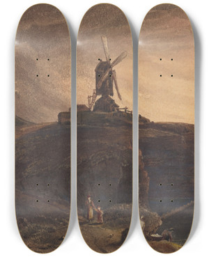 Triptych art skateboard deck of British 19Th Century The Mill by British 19Th Century (19-)