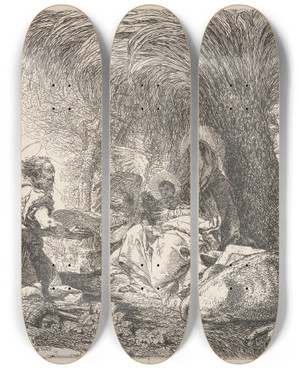 Triptych art skateboard deck of Giovanni Domenico Tiepolo The Rest On The Flight With Joseph In Adoration by Giovanni Domenico Tiepolo (1727-1804) Triptych art skateboard deck of Giovanni Domenico Tiepolo The Rest On The Flight With Joseph In Adoration by Giovanni Domenico Tiepolo (1727-1804)