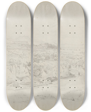 Triptych art skateboard deck of Ernst Fries View Of Pozzuoli by Ernst Fries (1801-1833)