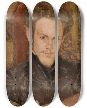 Triptych art skateboard deck of Witold Wojtkiewicz Portrait Of Maksymilian Rosen Painter by Witold Wojtkiewicz (1879-1909)