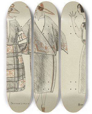 Triptych art skateboard deck of Mario Simon Jeanne Lanvin Beer by Mario Simon (19-20-)