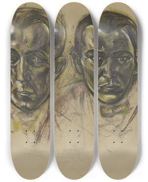 Triptych art skateboard deck of Hanns Ludwig Katz Double Portrait by Hanns Ludwig Katz (1892-1940)
