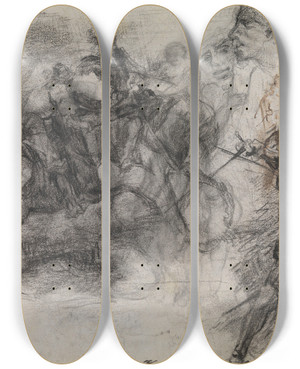 Triptych art skateboard deck of James Ensor Don Quixote_26 by James Ensor (1860-1949)