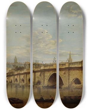 Triptych art skateboard deck of John Paul View Of Blackfriars Bridge by John Paul