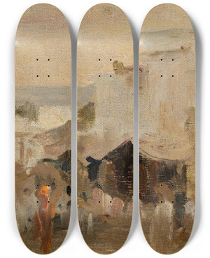 Triptych art skateboard deck of Jan Cigliski Street In Udaipur From The Journey To India by Jan Ciaglinski (1858-1913) Triptych art skateboard deck of Jan Cigliski Street In Udaipur From The Journey To India by Jan Ciaglinski (1858-1913)
