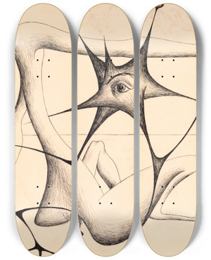 Triptych art skateboard deck of Hans Nikolaj Hansen Scirocco by Hans Nikolaj Hansen (1853-1923)