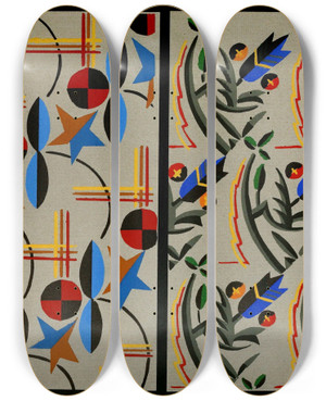 Triptych art skateboard deck of Christian Stoll Kunstgewerbliche Schmuckformen Fur Die Flache Pl 28 by Christian Stoll (20-)