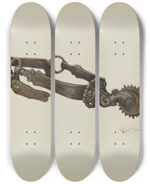 Triptych art skateboard deck of Pearl Torell Spur by Pearl Torell