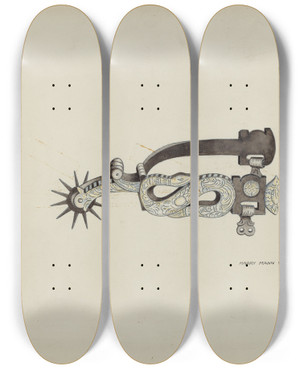 Triptych art skateboard deck of Harry Mann Waddell Spur_2 by Harry Mann Waddell (1876-1956)