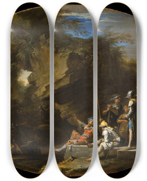 Triptych art skateboard deck of Salvator Rosa Landscape With Armed Men_2 by Salvator Rosa (1615-1673) Triptych art skateboard deck of Salvator Rosa Landscape With Armed Men_2 by Salvator Rosa (1615-1673)