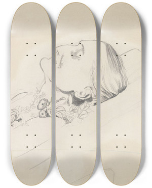 Triptych art skateboard deck of Christian Krohg Camilla Collett P Ddsleiet by Christian Krohg (1852-1925)