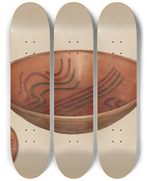 Triptych art skateboard deck of Agnes Karlin Pie Plate_2 by Agnes Karlin