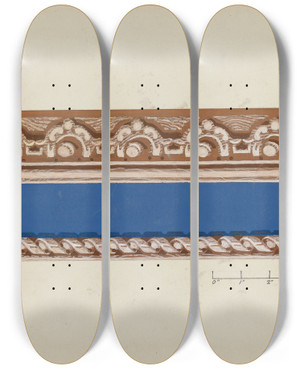 Triptych art skateboard deck of Moses Bank Wall Paper Border by Moses Bank