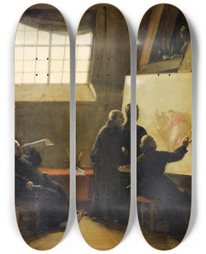 Triptych art skateboard deck of Franoismarius Granet Padre Pozzo Painting In His Studio Surrounded By Monks Of His Order by Franois-Marius Granet (1775-1849)